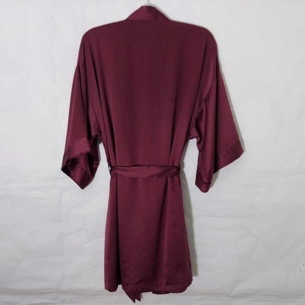 Victoria Secret Robe XS Purple Bridal Getting Ready Kimono Boudoir Satin Wrap - Picture 7 of 11